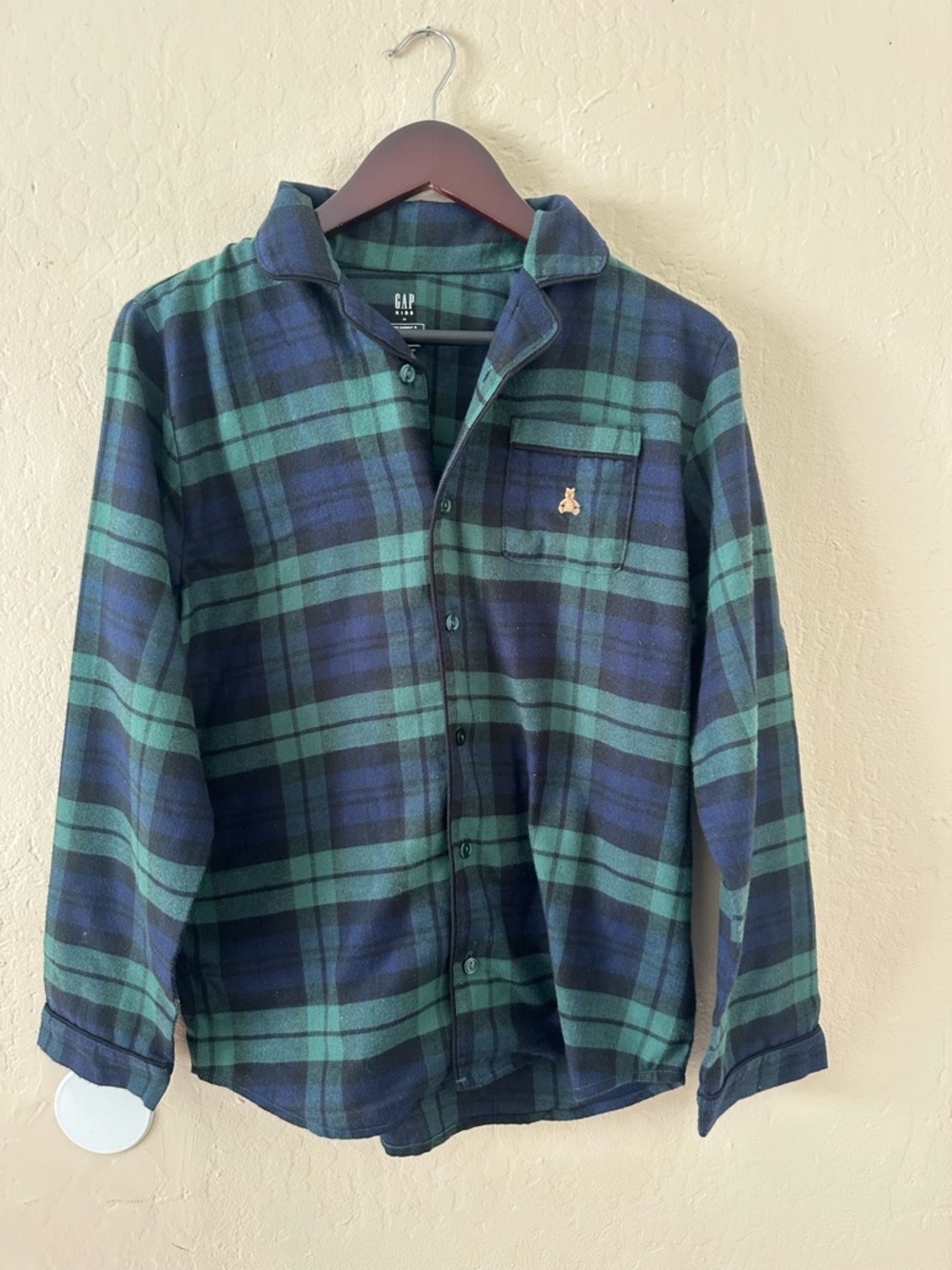GAP Blue and Green Plaid Button-Down Shirt